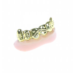 1 vnt. Bling Grillz netikri dantys Helovino gimtadienio vakarėlis, auksinis sidabras