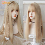 Sintetinis ilgas tiesus Lolita perukas su kirpčiukais Perukas Mergina miela Ombre Rožinė Blondinė Juoda Cosplay Vakarėlis Helovino Harajuku Perukas