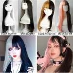 Japoni&scaron;kas anime mielas ilgas banguotas juodas mi&scaron;rios spalvos rožinis perukas &bdquo;Cosplay Lolita&ldquo; (tik perukas) juoda/pilka