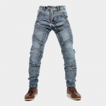 Kevlariniai motociklininko kelnės - Slim Fit, Dvigubas užtrauktukas, Keturiems sezonams, Europos ir Amerikos stiliaus, Anti-Drop Racing Džinsai. L mėlyna
