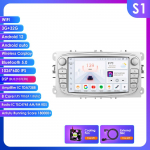 HIZPO I&scaron;manusis 2Din 7 colių Android Auto automobilio radijas Ford Focus 2 Mondeo S/C Max Kuga Fiesta Fusion GPS navigacijai RDS FM DSP UI7862 CarPlay S S1 8Core 3G 32G