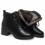 Rudens Žiemos Naujos Mados Moteri&scaron;ki Batai Briti&scaron;ki Trumpiauliai Medvilniniai Batai Madingi Plok&scaron;čiapadžiai &Scaron;ilti Storu Kulnu Plius Vilna Mink&scaron;tos Odos Batai 36(Foot23cm)