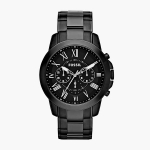 &bdquo;Fossil Grant Chronograph&ldquo; vyri&scaron;kas laikrodis su juodu ciferblatu, juodai padengtu metalu FS4832