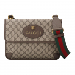 Gucci Neo Vintage serijos monogramos logotipas Dvipusė tigro galvos pasiuntinio krep&scaron;ys Unisex peties krep&scaron;ys Ebono rudos spalvos 495654-9C2VT-8745 Basic Set (Bag+Dust Bag)
