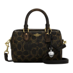 &bdquo;Coach Brown&ldquo; firminis drobinis mini &bdquo;Rowan&ldquo; sportinis krep&scaron;ys su odine apdaila ir auksinėmis detalėmis kasdieniam naudojimui Basic Set (Bag+Dust Bag)