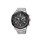 Citizen Eco-Drive serija Daugialandis radijo signalo automatinis priėmimas Saulės kvarco mechanizmas Nerūdijančio plieno laikrodis Vyri&scaron;ki laikrodžiai Juodas CB5001-57E Silver Strap gray