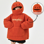 Rudens Moliūgų Hoodies Helovino &Scaron;ventė Moliūgo Galva Avies Vilna Moteri&scaron;kas Gobtuvukas Siuvinėjimas Storesnis Streetwear XS oranžinė