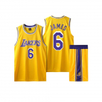 Los Angeles Lakers Ne. 6 LeBron James suaugusiųjų ir vaikų mar&scaron;kinėlių rinkinys 110 geltona