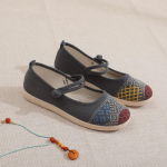 Moteri&scaron;ki Mary Jane tipo slip-on bateliai Patogūs baleto tipo plok&scaron;čiapadžiai Laisvalaikio vaik&scaron;čiojimo bateliai su čiurnos dirželiu Siuvinėti darbiniai plok&scaron;čiapadžiai moterims Proginiai batai 35 pilka spalva