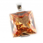 Les Tr&eacute;sors De Lily [E2154] - Pendentif Argent 'Champagne' Ambre argent&eacute; - 18x18 mm ruda
