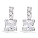 Les Tr&eacute;sors De Lily [L4648] - Boucles Argent 'Celestina' blanc argent&eacute; (rhodi&eacute;) - 12x6 mm