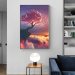 medžio masyvo rėmas peizažas medis fantazijos drobės tapyba Abstraktus siuvinėjimas mozaikos meno paveikslėliai gyvenamajam kambariui Namų sienų meno dekoras 15*20cm(with frame)