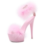 8661 serijos 15 cm kulnas 4,5 cm platforminiai batai su seksualiai juodais 15 cm auk&scaron;to plauko basutės moteri&scaron;kos vasaros LFD 39 rožinė