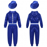 Vaikų &scaron;okių apranga Kostiumai Vaikai Mergaitės Berniukai Blizgūs blizgučiai Drabužių komplektai Hiphopo &scaron;okių scenos kostiumai 5-6 Years mėlyna