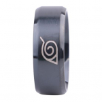 Unisex Naruto Konoha Lapų Kaimo Logotipas Titano Plieno Žiedas Cosplay Papuo&scaron;alai Us7 juoda