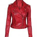 Mink&scaron;ta odinė striukė Rankų darbo Nauja Motociklo Biker Moteri&scaron;ka Tikra RAUDONA avinėlio oda XS