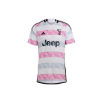 Adidas Juventus 23/24 i&scaron;vykos mar&scaron;kinėliai su raidžių spaudiniu Dryžuoti trumpomis rankovėmis futbolo mar&scaron;kinėliai Vyri&scaron;ki vir&scaron;utiniai drabužiai Balti HR8246 XL