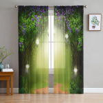 Žibintų Slyvų žiedų Retro Marlės Užuolaidos Vaikų Miegamajam Virtuvės Ekrano Svetainei &Scaron;ventinis Dekoras Voilė Užuolaida 135W x 114H(cm)