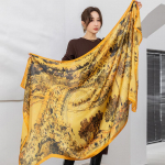 Pavasarį ir vasarą plonas retro kinų stiliaus Qingming Shanghe Tu Lijin satininis ilgas skara Eleganti&scaron;kas moteri&scaron;kas kremas nuo saulės Dekoratyvinis &scaron;ilko &scaron;alikas 90-180cm