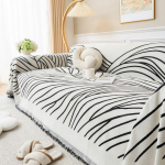 Banguota linija sofos užvalkalas rank&scaron;luostis pavasaris naujas sofos pagalvėlė tingus vienas gabalas keturių sezonų universalus &scaron;enilinis vilnonis pledas kilimas 180X130cm juoda