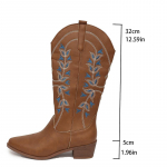 mada Vintažinis Siuvinys Moterų Vesterni&scaron;ki Kauboji&scaron;ki Batai Mada Užtraukiami Ilgi Batai Dizainerio Storu Kulnu Batai Botas Mujer 35 ruda
