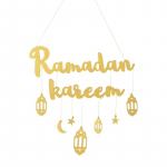 Eid Mubarak Ramadan Kareem Dekoras Mėnulis Žvaigždė Pakabinamas Pakabukas Medinis Ornamentas Rankdarbiai PASIDARYK PATS Musulmonų Islamo Vakarėlio Dekoracija Namams auksas