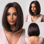 Ombre Brown Platinum Blonde sintetiniai perukai Trumpi tiesūs Bob perukai juodoms moterims Kasdieniai natūralūs kar&scaron;čiui atsparūs plaukai Cosplay Wig LC2009-1