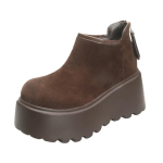 Madingi 8CM Suede Platformos Moteri&scaron;ki Sniego Ankle Boots Dizainerio Sagtis Auk&scaron;takulniai Batai Trendas Mada Nauji Gladiatoriai Žieminiai Botas De Mujer 38 black