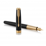 PARKER Sonnet Lakuotas Juodas GT Ra&scaron;iklis Plonas 18K Auksas Dovanai Oficialus Gaminio Numeris 1950550 Ra&scaron;iklis, Plunksna, Plunksna, Dėžutėje, Importuotas,