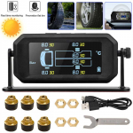 Belaidžiai automobilio TPMS padangų slėgio jutikliai Saulės energija varoma padangų slėgio stebėjimo sistema Temperatūros signalizacija 6 ratų padangų i&scaron;oriniai jutikliai juoda