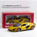 1/18 Scale Lambo Sian Diecast Modelinis Automobilinis žaislas, patraukiama transporto priemonė su garsu ir &scaron;viesa vaikams Dovanų kolekcija suaugusiems 1/18-27.5x12.5x6.5cm auksas