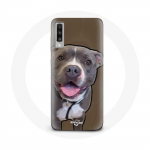 Coque pour Samsung Galaxy A70 Chien Pitbull Blanc gris