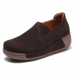 Moteri&scaron;kos Moteri&scaron;kos Natūralios Odinės Batai Platforma Plok&scaron;čias Loafers Slip On Korean Plus Size 41 42 Vulkanizuoti batai 41 kava