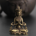 Retro žalvario meditacija dzen budizmas buities Budos ornamentas Svetainės rankų darbo dekoras Vario statula arbatos namelio ornamentas gelsvai ruda
