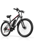 Elektrinis dviratis FENGQS Q8 750W variklis 48V17.5Ah baterija 27.5*2.1 padangos 50km/h maksimalus greitis 85km maksimalus nuvažiuojamas atstumas mechaniniai diskiniai stabdžiai juoda/raudona