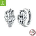Helovino kaukolės rankos kaulo auskarai, Diablo S925 sterlinginio sidabro auskarai Auskarai 925 silver