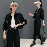 2 vnt Streetwear sportinis kostiumas Cargo Coat laisvalaikio kelnės 2 dalių komplektai Moterų komplektai Pavasario ir rudens korėjieti&scaron;kas mados Y2k kostiumas plius dydis XXL