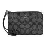 Coach Juodo Signature drobės didelė piniginė su užtrauktuku ir rie&scaron;o dirželiu kasdieniam naudojimui Basic Set (Bag+Dust Bag)