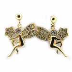 Les Tr&eacute;sors De Lily [L4289] - Boucles Plaqu&eacute; Or 'F&eacute;e Clochette' Blanc dor&eacute; - 20x15 mm