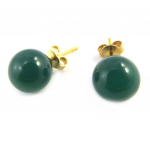 Les Tr&eacute;sors De Lily [M6507] - Boucles plaqu&eacute; or 'Mineralia' agate verte- 10 mm auksas