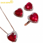SACE GEMS Klasikinio vario lydinio cirkonio žiedas auskarai pakabukai karoliai papuo&scaron;alų rinkiniai vestuvių vakarėlio dovanos raudona