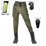 LOONG+BIKER+Corduroy Motociklo Cargo Kelnės Mergaitėms Antblauzdžiai Motociklo Kelnės Kevlar Ply&scaron;imui atsparios L armijos žalia spalva
