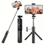 Naujas &bdquo;Selfie Stick S03&ldquo; trikojo laikiklis su &bdquo;Bluetooth&ldquo; nuotolinio valdymo pultu belaidžiu &bdquo;Selfi Stick&ldquo; telefono laikiklio stovas, skirtas &bdquo;iPhone Samsung&ldquo; juoda
