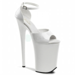 Moteri&scaron;ki batai Auk&scaron;takulniai Lakinės odos Atviro priekio Vientisos spalvos Sandalai Plonu kulnu &Scaron;okių batai 23 cm Kulnas 13 cm Platforma YKC 37 balta