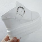Madingi 14 cm vasariniai moteri&scaron;ki sandalai Seksualūs, patogūs vaik&scaron;čiojimo sandalai, moteri&scaron;ki gotikinio stiliaus ekstremalios platformos kulnas lauke &scaron;lepetės storos apačios 39 balta