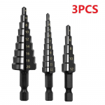 3 vnt. Hss plieniniai titanu dengti žingsniniai grąžtai 3 12 mm 4 12 mm 4 20 mm žingsnio kūgio pjovimo įrankiai Plieno medienos metalo gręžimo jėgos rinkinys