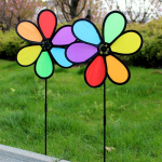 Naujas spalvingas Rainbow Dazy Flower Spinner vėjo malūno sodo kiemo lauko dekoras onesize