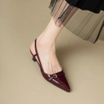 Smailus pir&scaron;tas Sexy Mid Heels Vakarėlis Batai Moteri&scaron;ki sandalai Dizaineris Vasarinis Gamintojas Pumps Slingback Kasdieniniai batai Suknelė &Scaron;lepetės 2024 Nauja 34 vyno raudonos spalvos