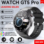 Naujas GT5 Pro i&scaron;manusis laikrodis vyrams, GPS sekiklis, &scaron;irdies ritmo matuoklis, Bluetooth skambučiai, NFC, atsparus vandeniui, sportinis, lauko, fitneso i&scaron;manusis laikrodis Huawei Black Silicone