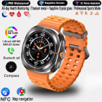 2025 Naujas laikrodis 7 Ultra GPS sekimas I&scaron;manusis laikrodis Vyrams Amoled ekranas &Scaron;irdies ritmas Bluetooth skambutis NFC Sportinis i&scaron;manusis laikrodis oranžinė